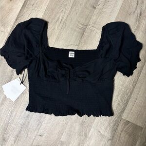 Sunday Best Black Smocked Crop Top